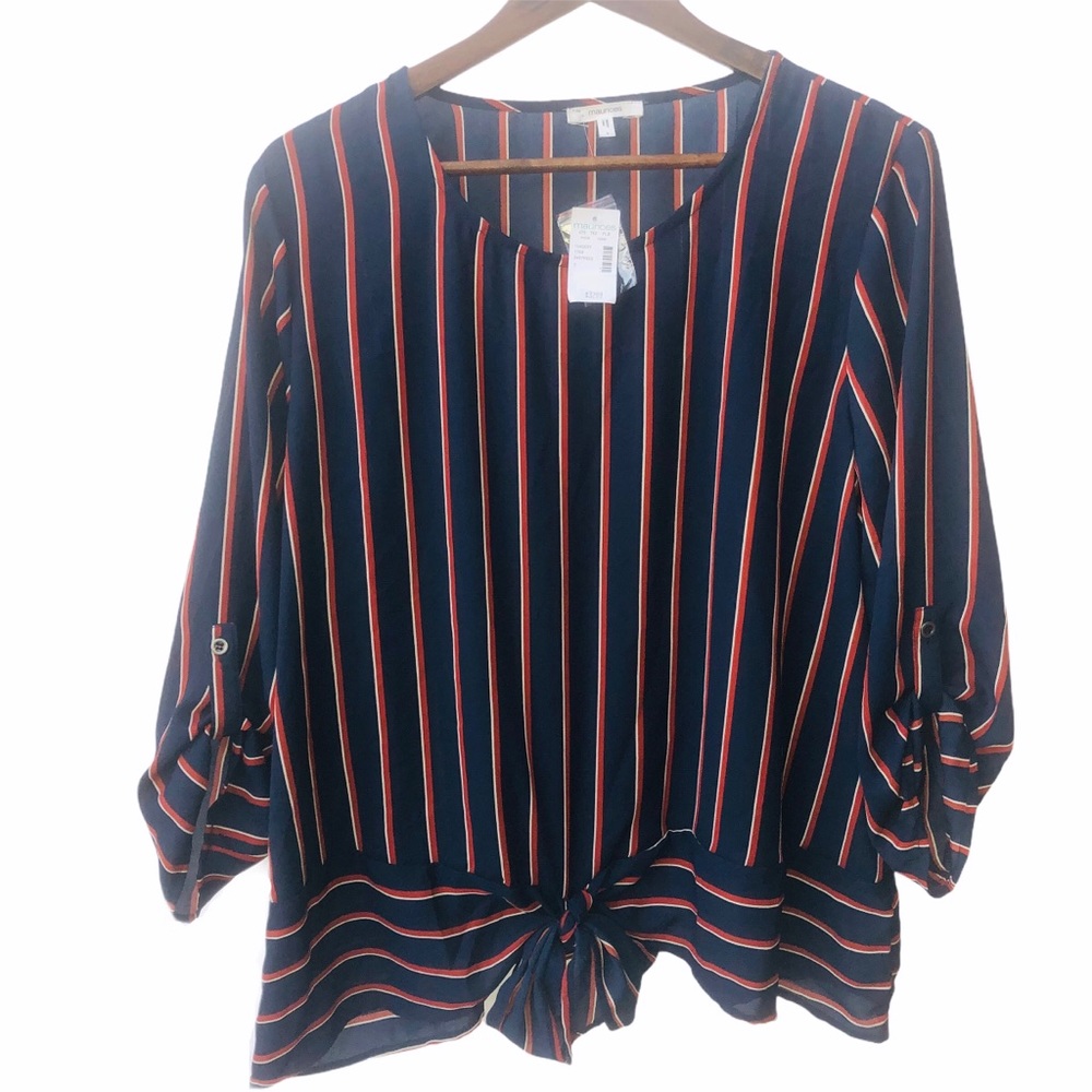 NWT Maurices Navy & Red Striped Shirt